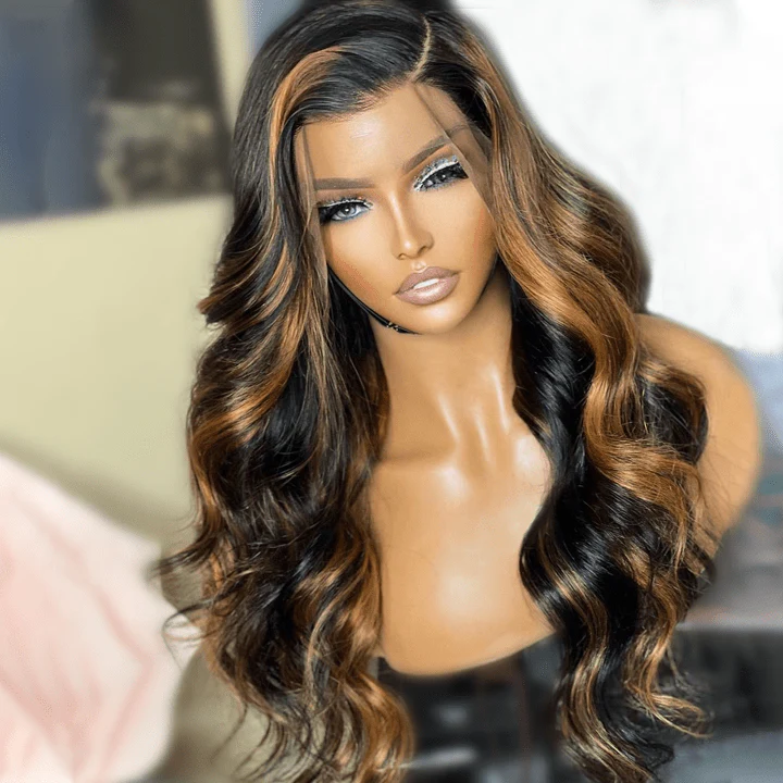 Body Wave Highlight Honey Blond Wig 4x4 HD Lace Front Piano Colored Human Hair Wigs Daily Deal - Image 4