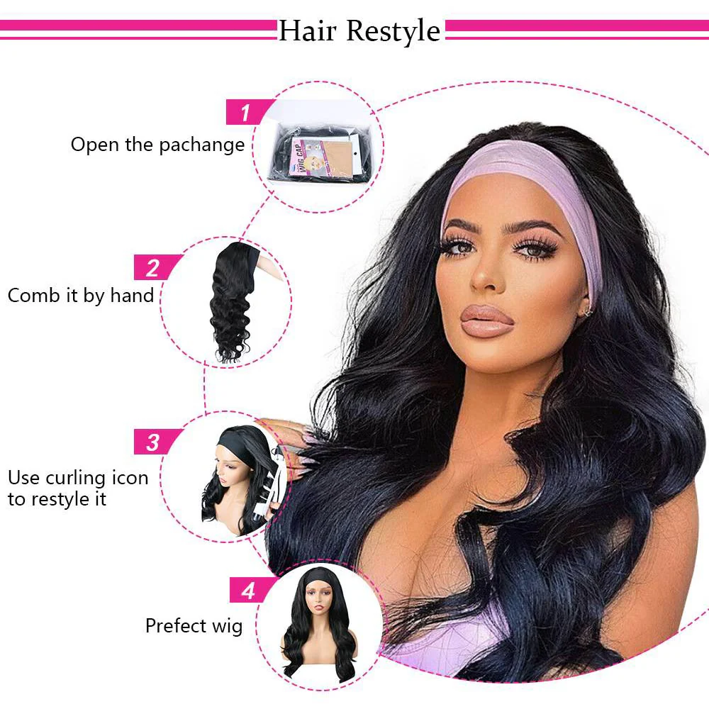 Glueless Body Wave Human Hair Headband Wig Natural Black Easy Wear And Go-Geeta Hair - Image 4