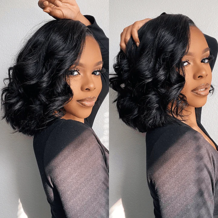 Body Wave Pre Plucked 4x4/13x4 HD Lace Closure Bombshell Curls Human Hair Bob Wigs-Geeta Hair - Image 2