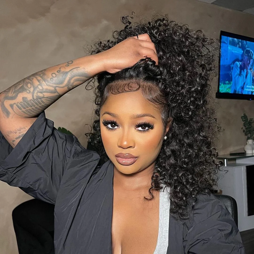 Natural Color/Brown Ginger Glueless Wigs 13x4 Lace Front Wigs Human Hair Ombre Curly HD Transparent Lace Frontal Wigs for Women - Image 3
