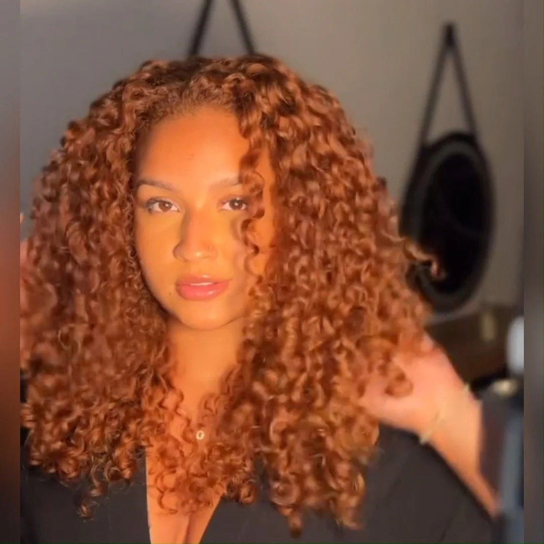 Natural Color/Brown Ginger Glueless Wigs 13x4 Lace Front Wigs Human Hair Ombre Curly HD Transparent Lace Frontal Wigs for Women - Image 5