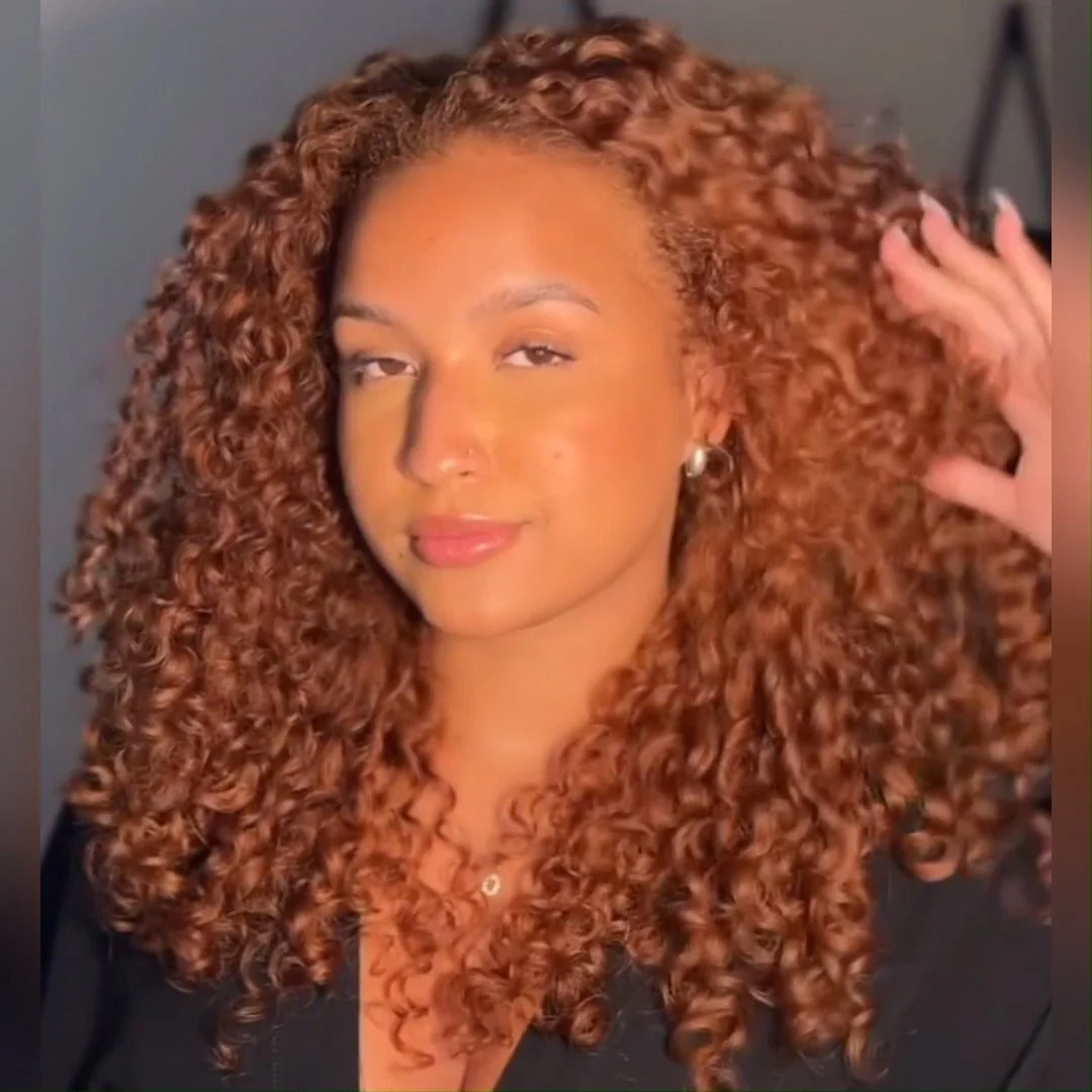 Natural Color/Brown Ginger Glueless Wigs 13x4 Lace Front Wigs Human Hair Ombre Curly HD Transparent Lace Frontal Wigs for Women - Image 6