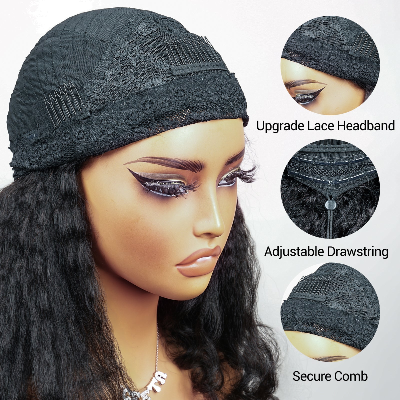 Kinky Straight Hair Burmese Ends Lace Base Headband Wig 100% Unprocessed Virgin Hair Wigs Brand Day Flash Sale - Image 8