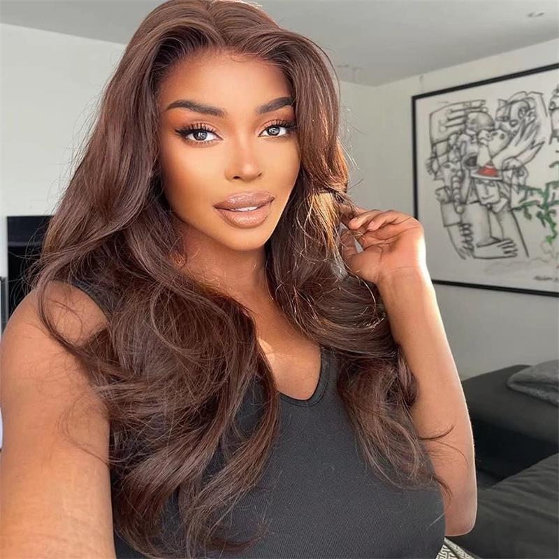 Chestnut Brown Straight Lace Front Wig 13x4 HD Lace Frontal/4x4 Lace Closure 100% Virgin Hunam Hair Wigs-Geeta hair - Image 3