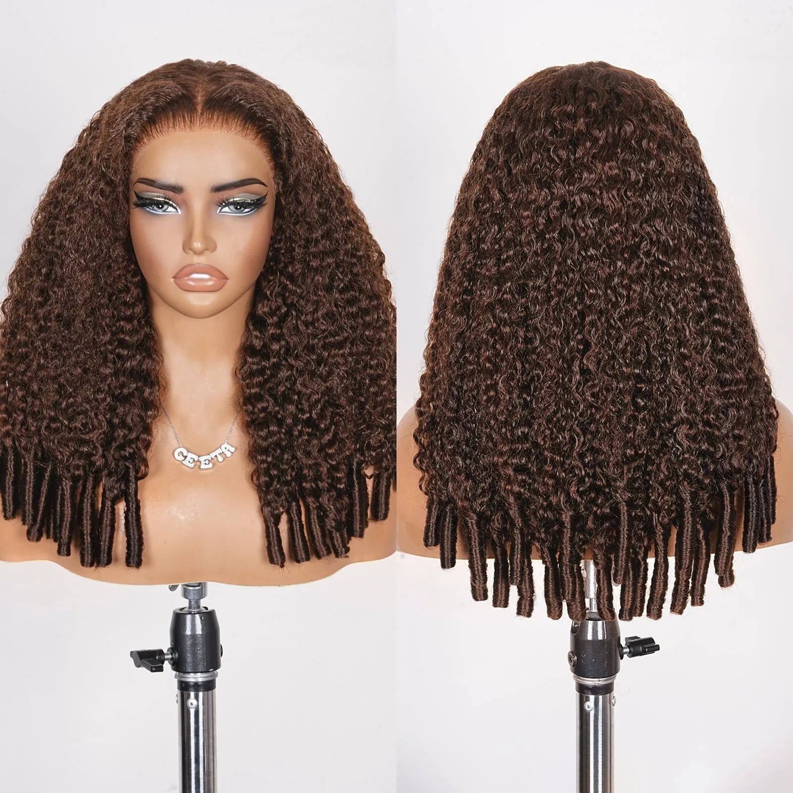 Geeta Hair Chocolate Brown Burmese Curly Lace Front Colored Wig 100% Human Hair Wigs Curly Hair Flash Sale - Image 3