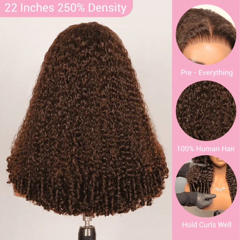 Geeta Hair Chocolate Brown Burmese Curly Lace Front Colored Wig 100% Human Hair Wigs Curly Hair Flash Sale - Image 5