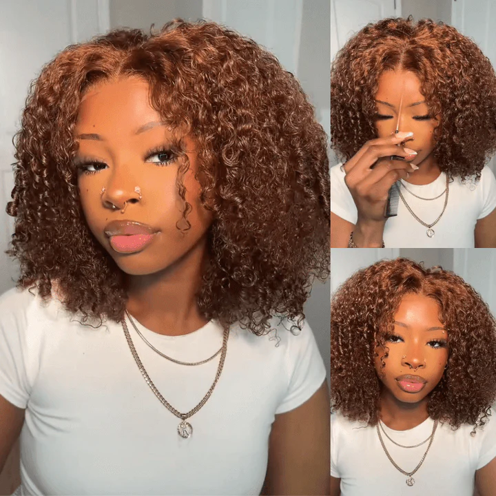 Chocolate Brown Glueless Wig Pre Cut 4x6 Full Curly Colored Lace Human Hair Wigs