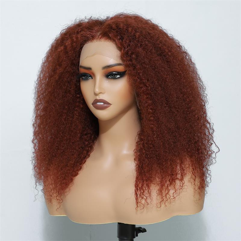 Copper Red Lace Front Human Hair Wigs 13x4 Afro Kinky Curly Glueless Wigs 180% Density - Image 7