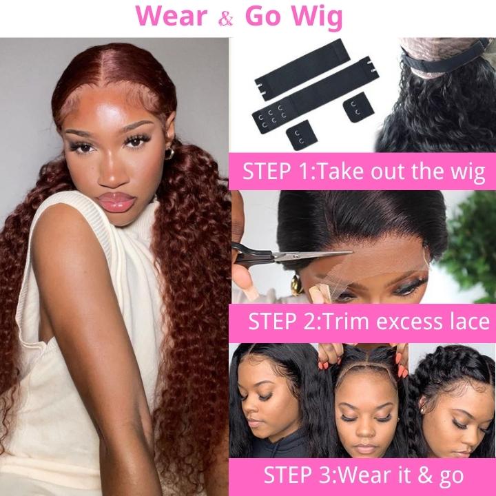 Reddish Brown Jerry Curly 13x4 HD Lace Front Wig Auburn Transparent Lace Human Hair Wigs - Image 6