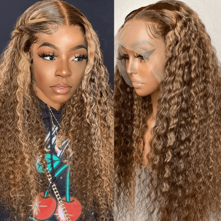 Curly Hair Highlights Wig 13x4 HD Lace Frontal/4x4 Lace Closure Glueless Wig Ombre Human Hair Wigs-Geeta Hair - Image 3