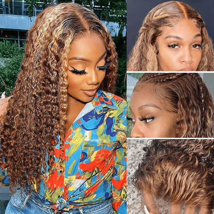 Curly Hair Highlights Wig 13x4 HD Lace Frontal/4x4 Lace Closure Glueless Wig Ombre Human Hair Wigs-Geeta Hair - Image 4