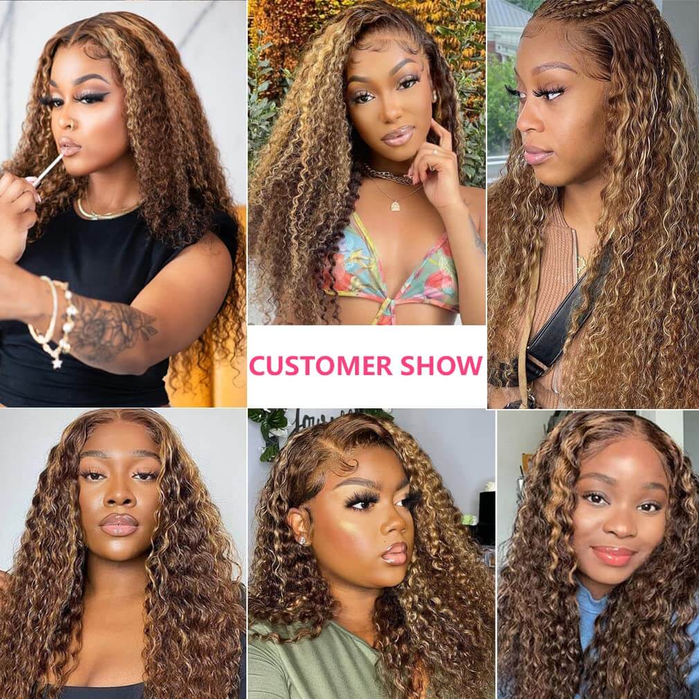 Curly Hair Highlights Wig 13x4 HD Lace Frontal/4x4 Lace Closure Glueless Wig Ombre Human Hair Wigs-Geeta Hair - Image 7
