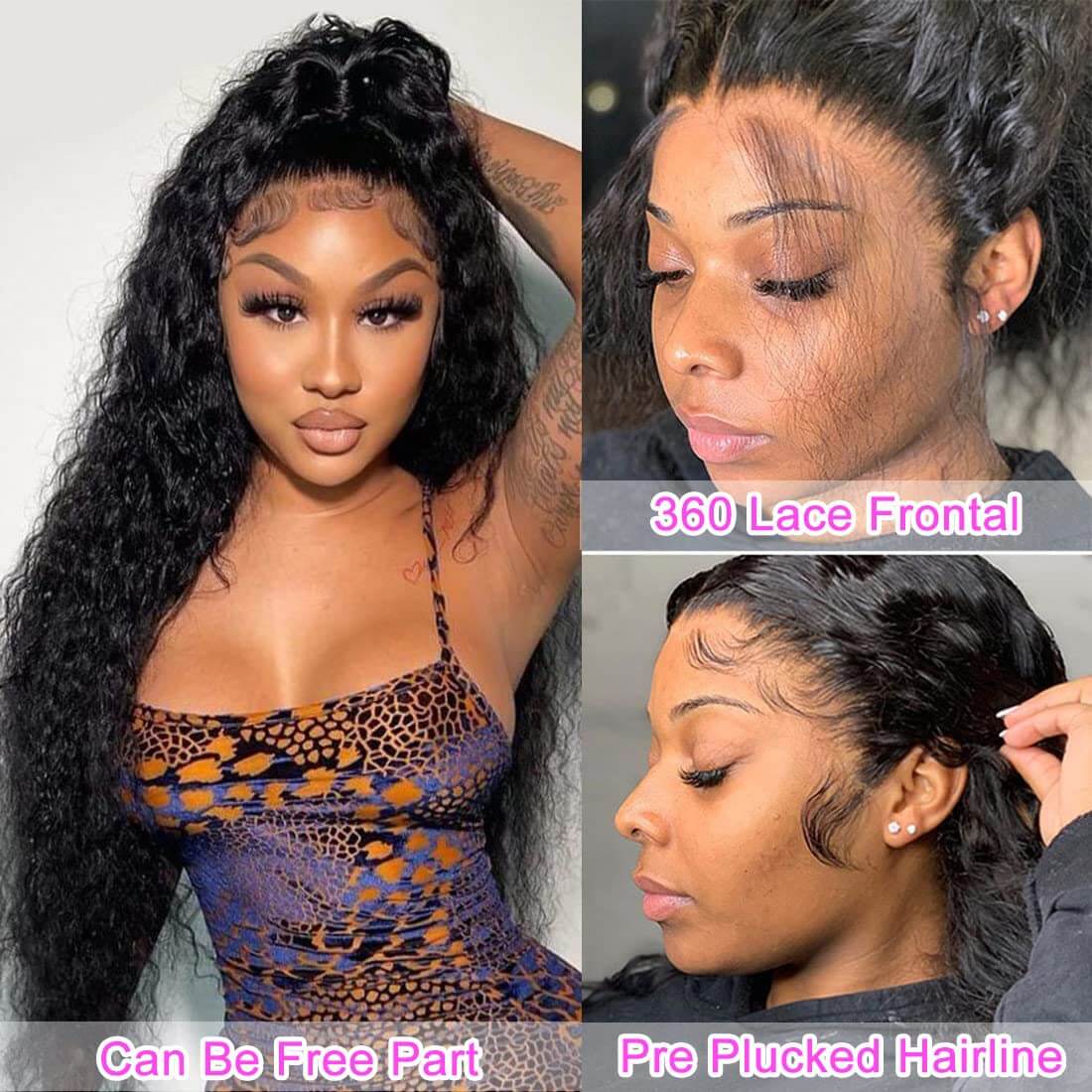 Deep Wave 360 Lace Front Wigs Pre Plucked Natural Hairline Real Human Hair Wigs for Black Women-GeetaHair - Image 3