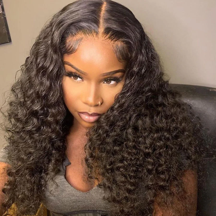 Deep Wave 4x4 Transparent Lace Closure Wig 180% High Density Brazilian Real Human Hair Wig-Geeta Hair - Image 3