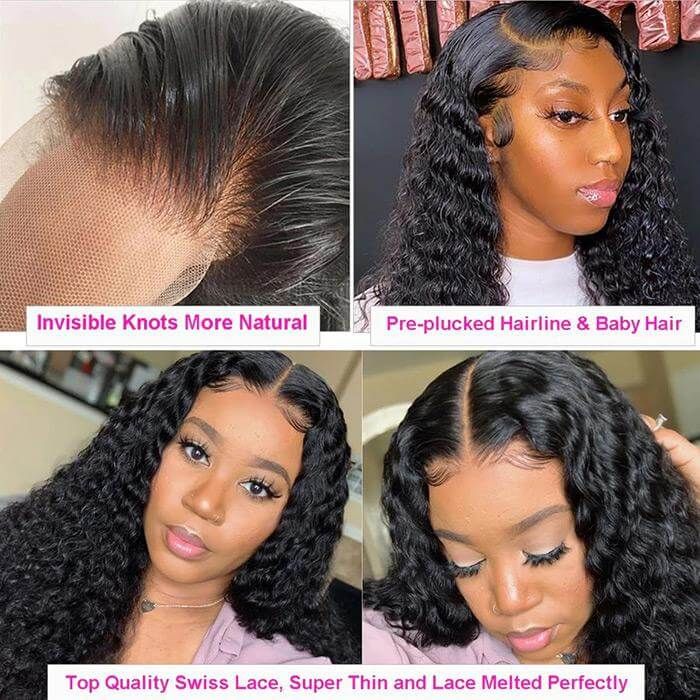 Deep Wave 13x6 Invisible HD Lace Frontal Wig Pre Plucked Hairline 100% Real Human Hair Wig-Geeta Hair - Image 5