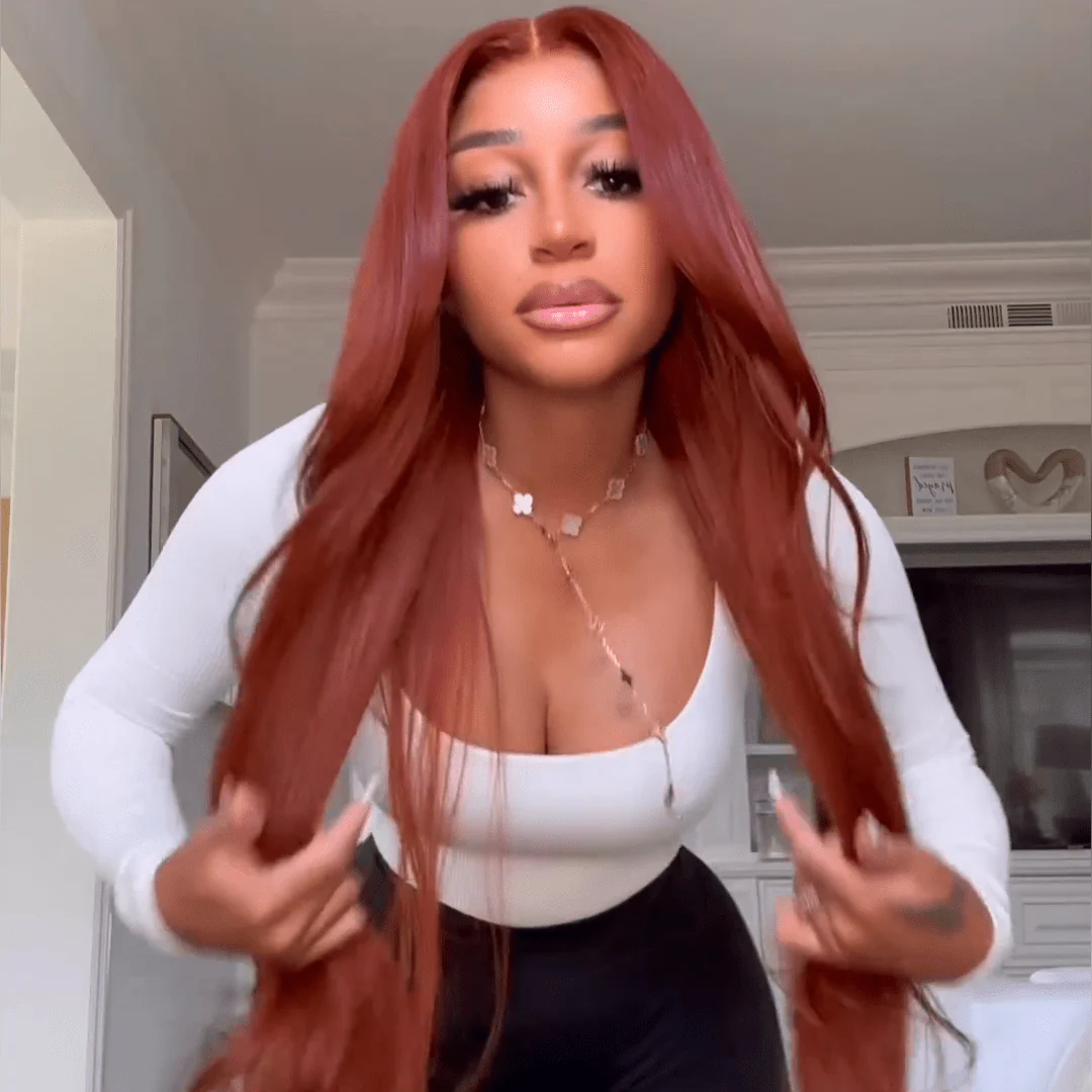 Drak Red Body Wave Lace Front Human Hair Wig 13x4 Red Brown HD Lace Frontal Wig Preplucked - Image 2