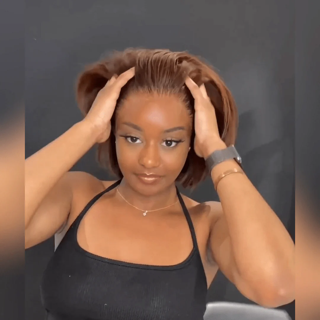 Brown Glueless Wigs Short Bob Straight 4x6 Pre Cut Lace Wigs Pre-Plucked Lace Front Wigs Flash Sale - Image 3