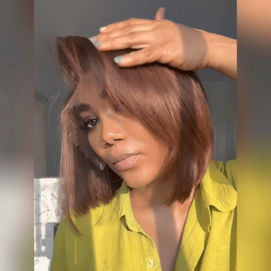 Brown Glueless Wigs Short Bob Straight 4x6 Pre Cut Lace Wigs Pre-Plucked Lace Front Wigs Flash Sale - Image 4