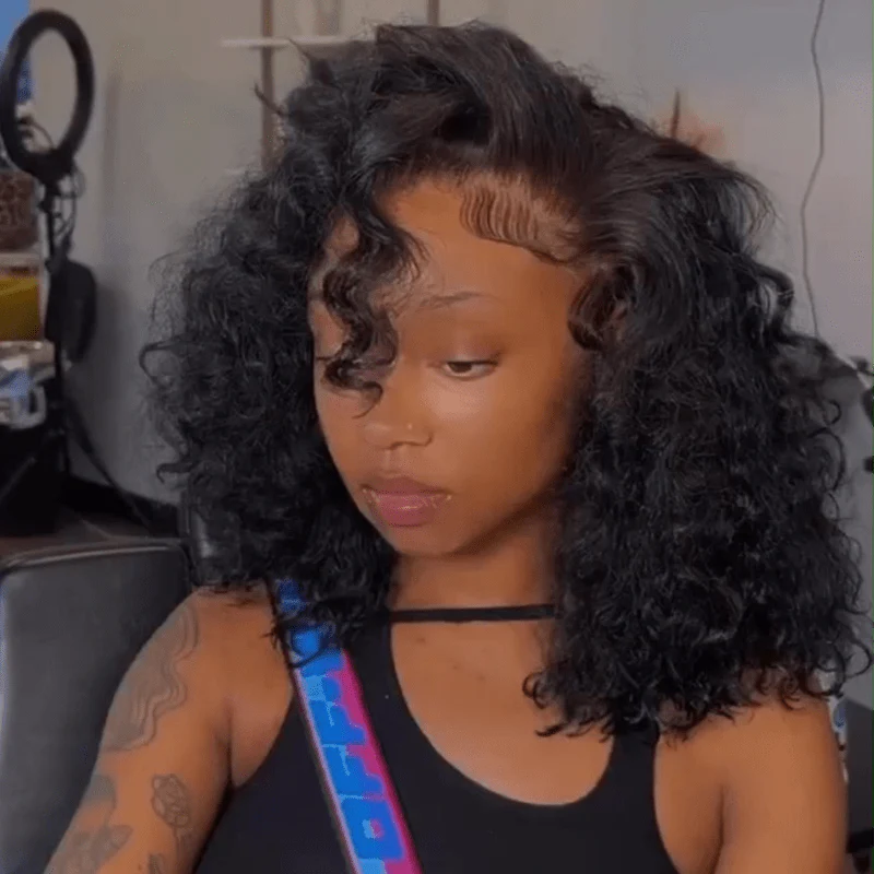 Flash Sale Short Curly Bob Wigs Glueless 13x4 Lace Front Wigs Pre Plucked for Black Women 250% Density - Image 4