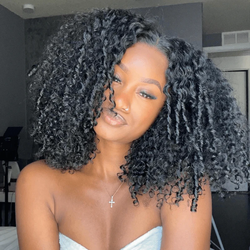 Full 250% Density Finger Coily Curly Glueless Wig 13x4 Curly Lace Front Wigs Pre Bleached Natural Hairline Flash Sale - Image 3