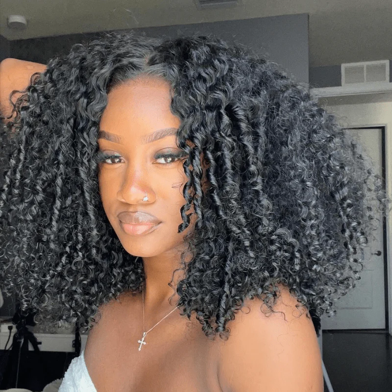 Full 250% Density Finger Coily Curly Glueless Wig 13x4 Curly Lace Front Wigs Pre Bleached Natural Hairline Flash Sale - Image 4
