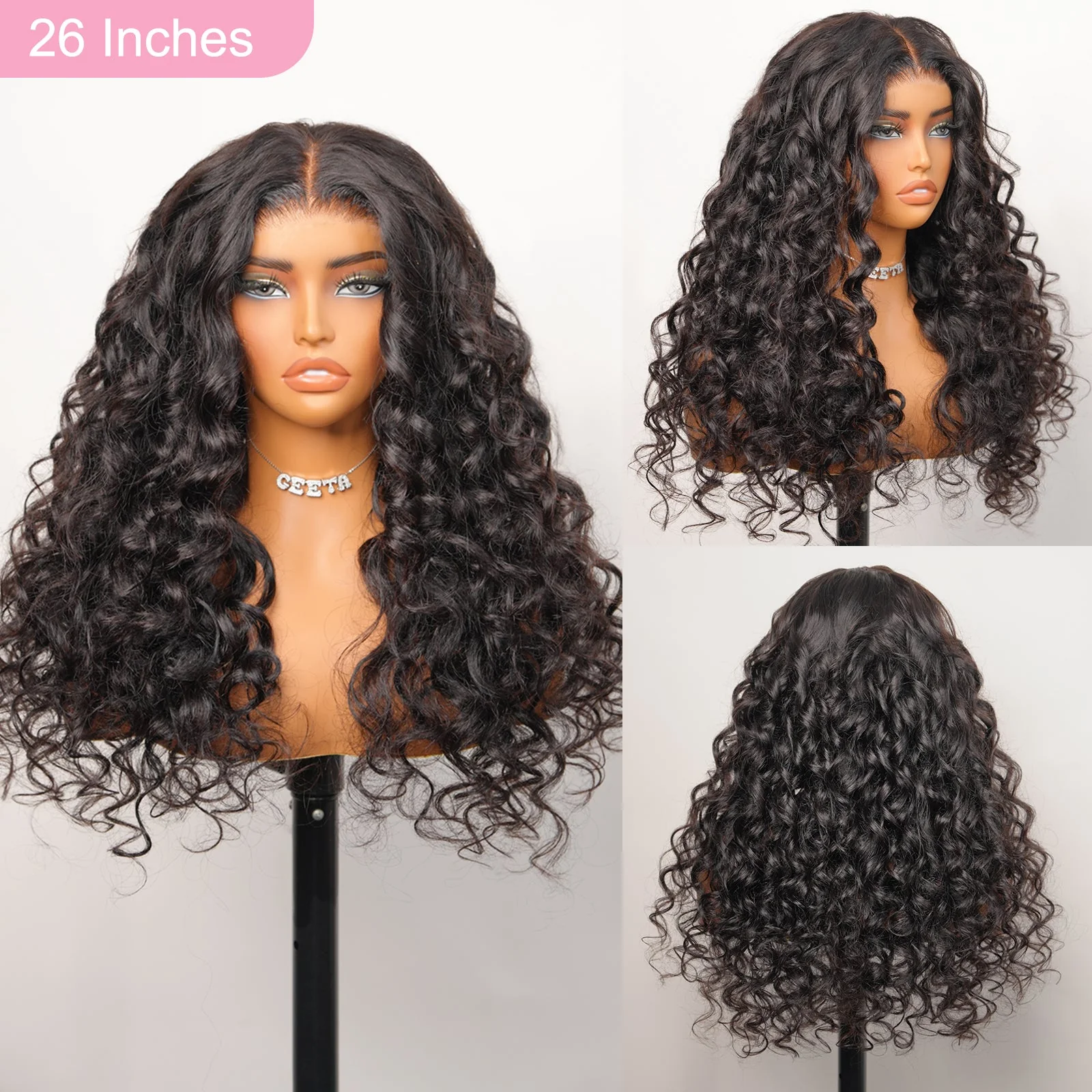 Full 300% Density Bouncy Curl 13x4 Lace Front Glueless Human Hair Wigs Pre Plucked Pre Cut Lace Front Wigs Brand Day Flash Sale - Image 5