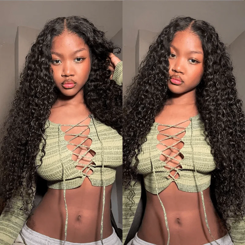 Water Wave 13x6 Lace Front / 7x5 Pre Cut Transaparent Lace Glueless Put On And Go Wig Flash Sale - Image 3