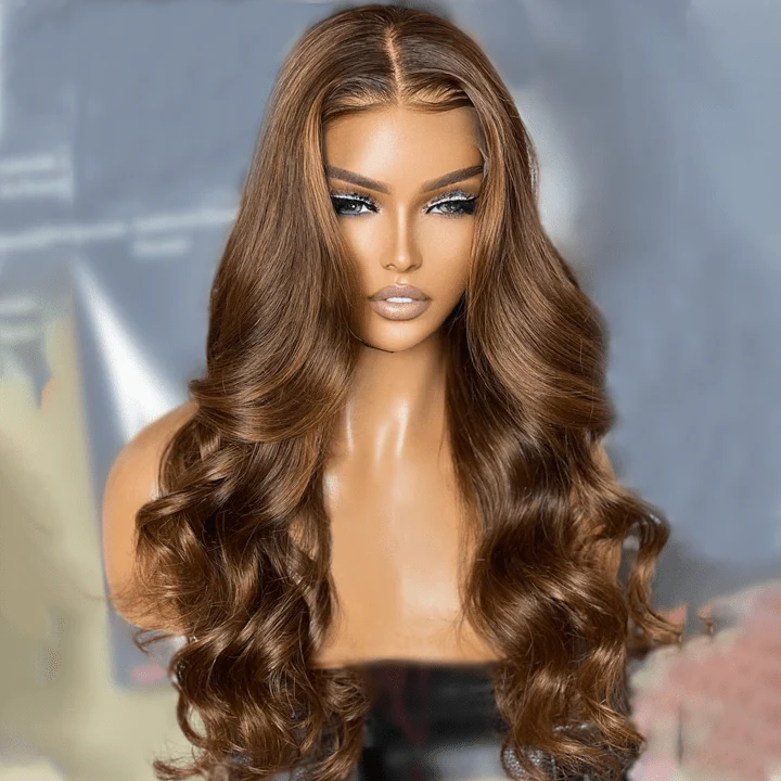 Geeta 13x4 Lace Front Body Wave Brown Wig Glueless HD Lace Human Hair Wigs Preplucked Long Wigs - Image 2