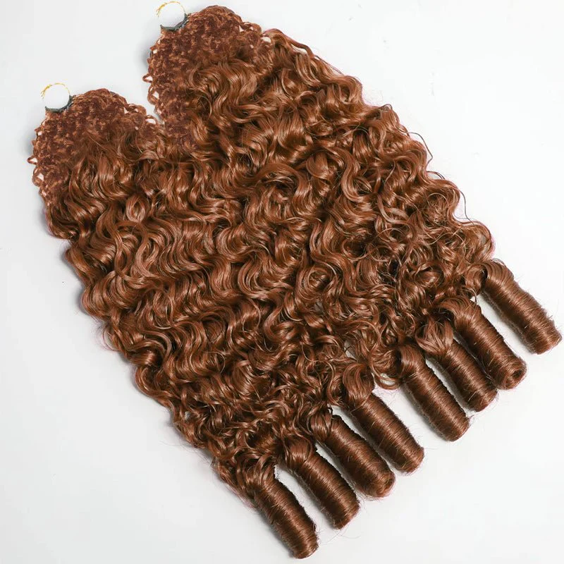 Geeta Burmese Curly Brown/Honey Blonde/Light Auburn Crochet Human Hair Wigs - Image 5