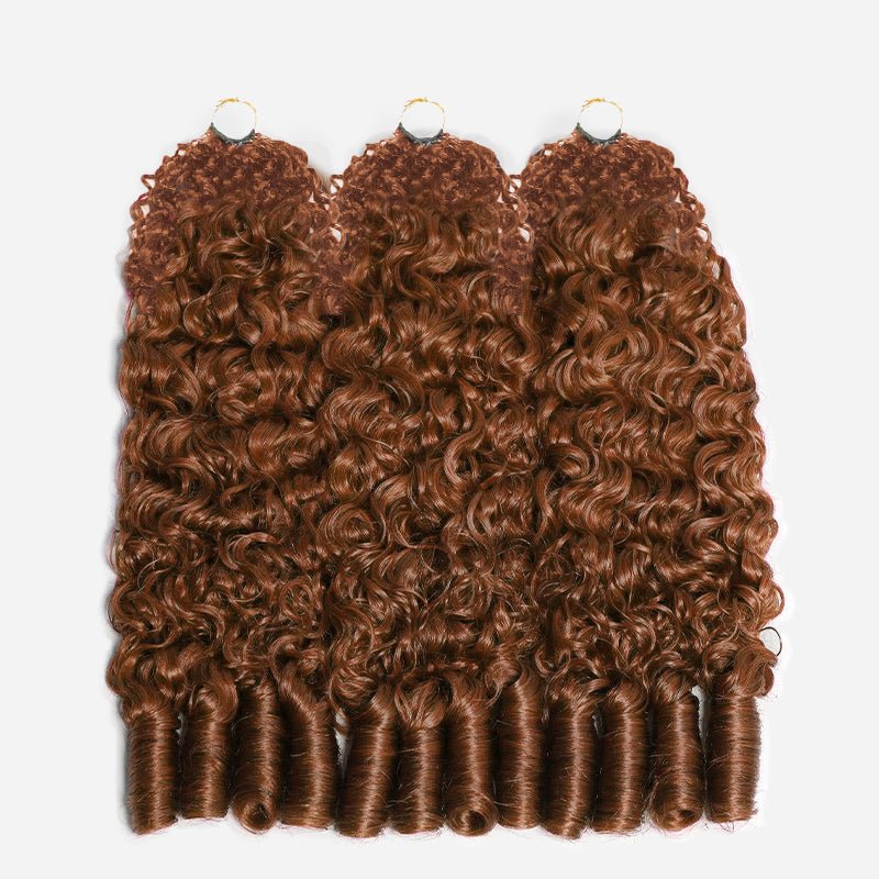 Geeta Burmese Curly Brown/Honey Blonde/Light Auburn Crochet Human Hair Wigs - Image 6