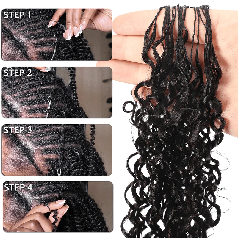 Geeta Hair Crochet Human Hair Kinky Curly Miracle Knots Friendly for Boho Braids Pre-Separated Time-Saving Design Flash Sale - Image 4