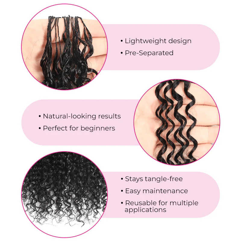 Geeta Hair Crochet Human Hair Kinky Curly Miracle Knots Friendly for Boho Braids Pre-Separated Time-Saving Design Flash Sale - Image 6
