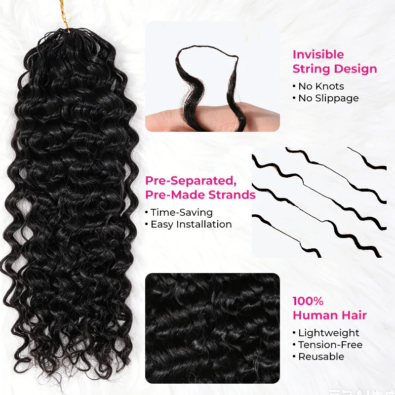 Geeta Hair Crochet Human Hair Water Wave Miracle Knots Friendly for Boho Braids Pre-Separated Time-Saving Design Flash Sale - Image 7