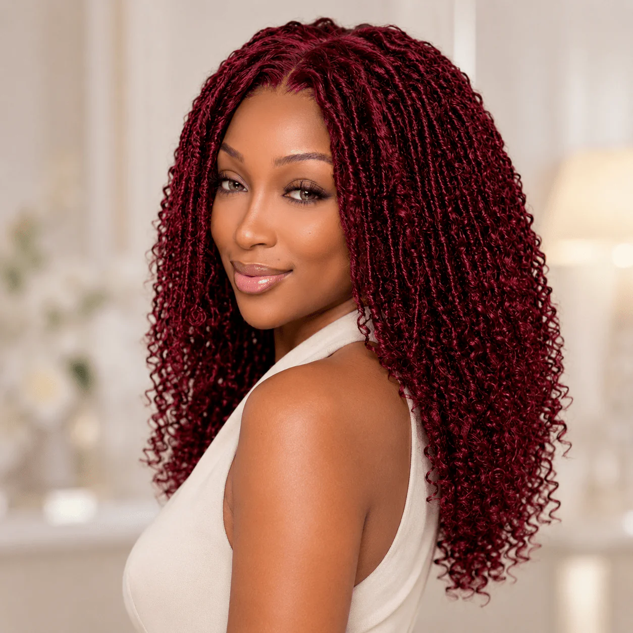 Geeta Hair Glueless Bohemian Curly 99J Burgundy Human Hair Lace Frontal Short Bob Wig Pre Plucked Natural Hairline - Image 2