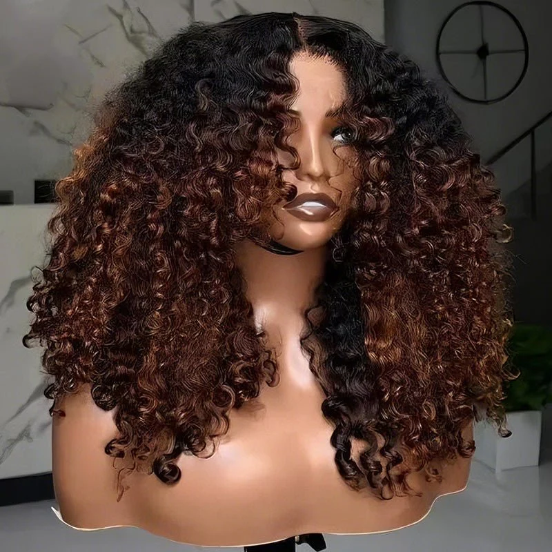 Geeta Hair Glueless Wig 300% Density Deep Curly Human Hair 13x4 Lace Frontal Wig Pre Plucked Natural Hairline - Image 2