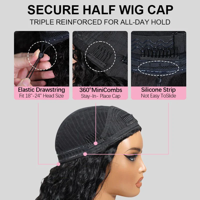 Kinky Straight Flip Over Half Wig Invisi Drawstring Glueless Put On And Go Wig - Image 8