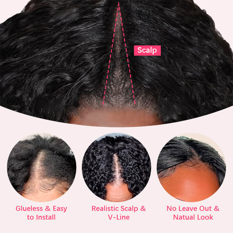 Geeta Kinky Curly Upgrade V part Wig Glueless With Invisi Drawstring 100% Human Hair Flash Sale - Image 10