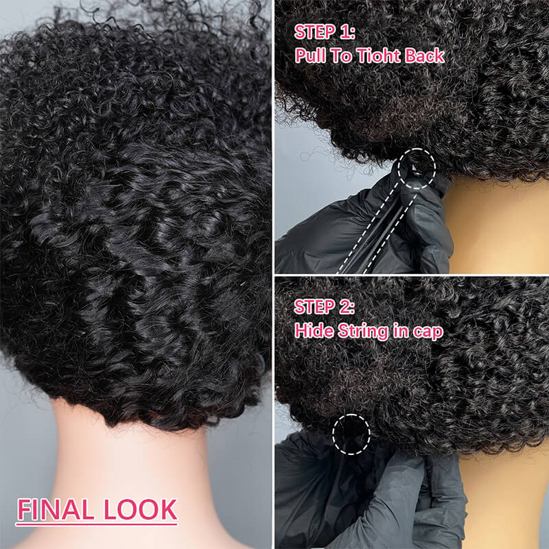 Geeta Kinky Curly Upgrade V part Wig Glueless With Invisi Drawstring 100% Human Hair Flash Sale - Image 11