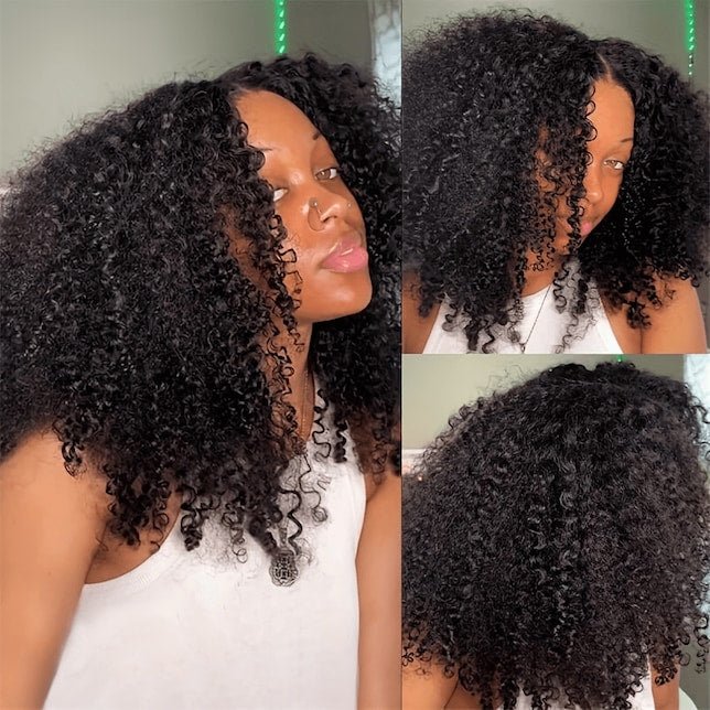 Geeta Kinky Curly Upgrade V part Wig Glueless With Invisi Drawstring 100% Human Hair Flash Sale - Image 3