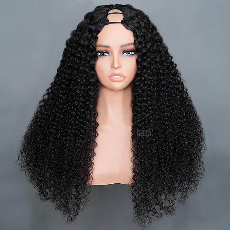 Geeta Kinky Curly Upgrade V part Wig Glueless With Invisi Drawstring 100% Human Hair Flash Sale - Image 5
