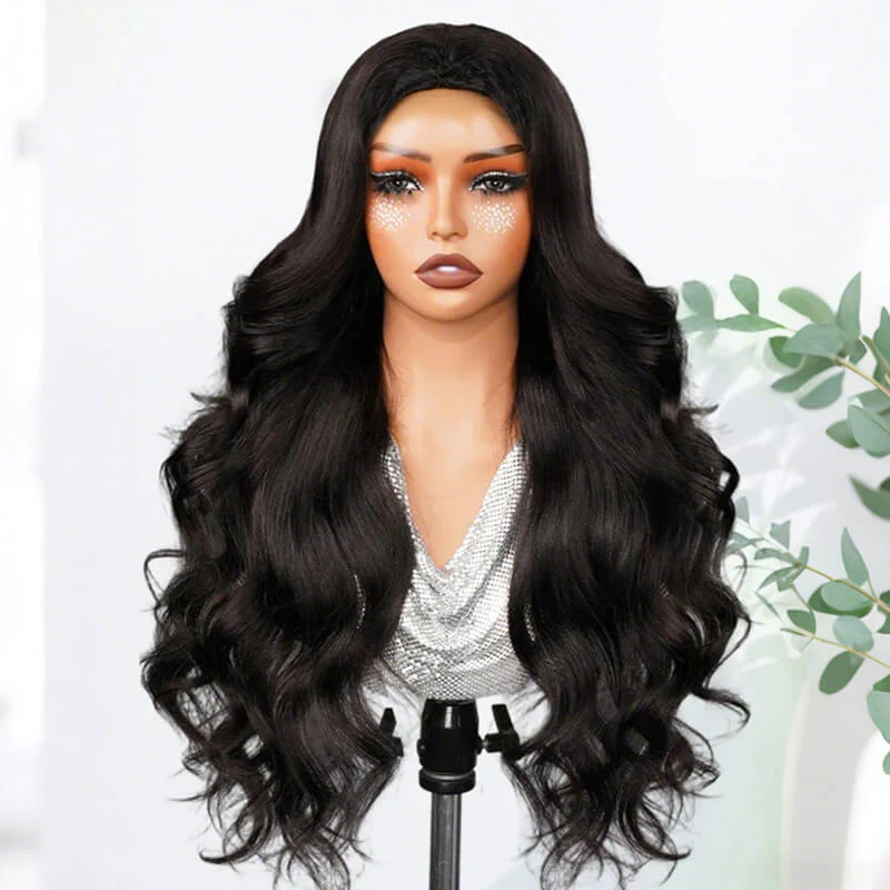 Geeta Pre-Styled Butterfly Cut Layered Half Wig Human Hair Yaki Straight Natural Black Wig Brand Day Flash Deal - Image 3