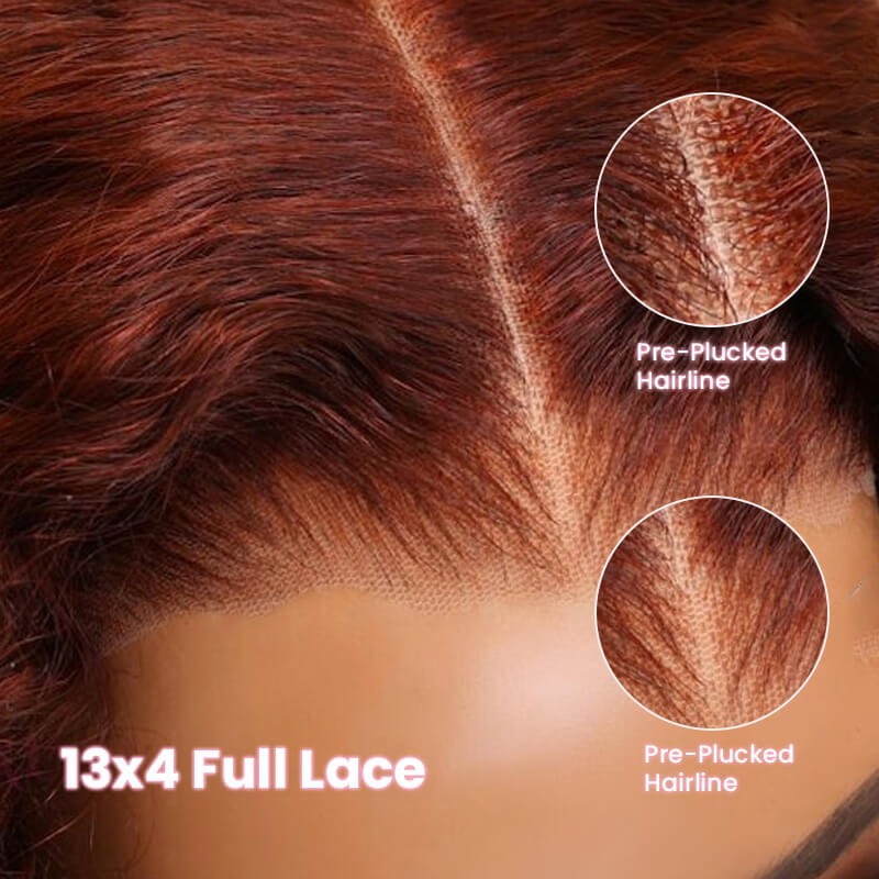 Reddish Brown Color 3D Body Wave 13x4 Lace Front Wig Put On and Go Invisi Drawstring Wig - Image 5