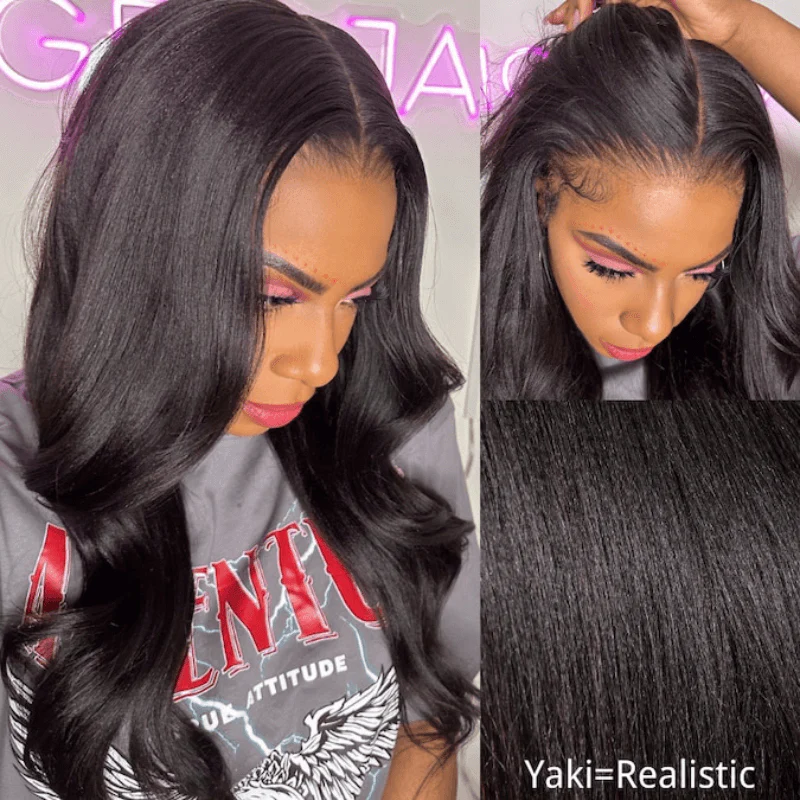 Geeta Yaki Straight 7x5 Glueless Lace Invisible Knots Put On and Go Invisi Drawstring Human Hair Wigs - Image 3