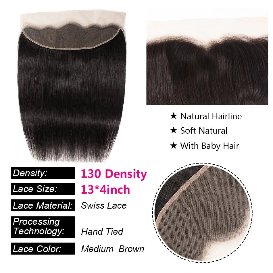 GeetaHair 3 Bundles Brazilian Straight Hair with 13x4 Ear to Ear Lace Frontal - Image 4