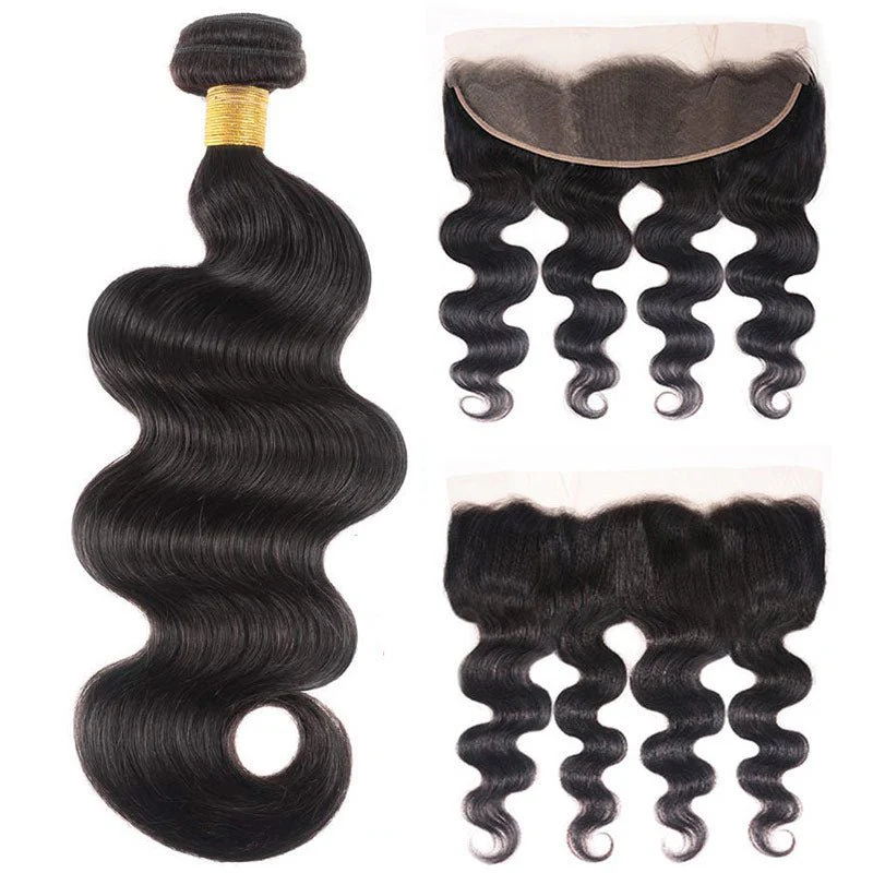 GeetaHair Body Wave 13x4 Frontal Natural Color With 3 Bundles 100% Human Hair - Image 5