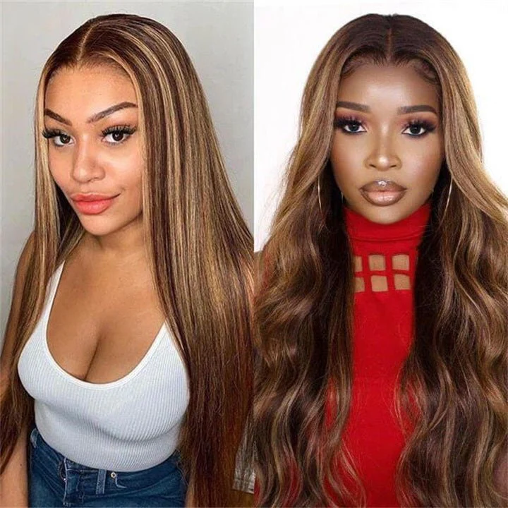 GeetaHair Highlight P4/27 Straight/Body Wave Human Hair 3 Bundles With 4x4 Lace Closure 100% Human Hair Extension Weaves - Image 5