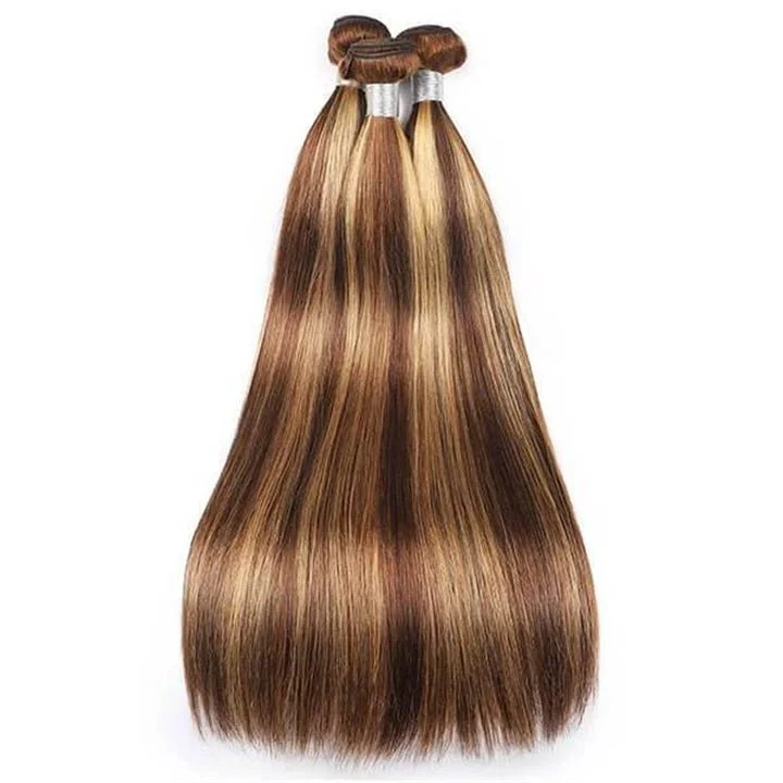 GeetaHair Highlight P4/27 Straight/Body Wave Human Hair 3 Bundles With 4x4 Lace Closure 100% Human Hair Extension Weaves - Image 7
