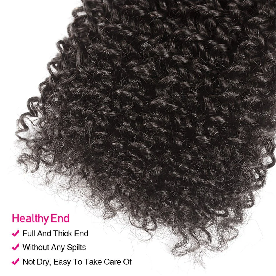 GeetaHair Kinky Curly Hair 4 Bundles With 4x4 Lace Closure Virgin Human Hair - Image 3