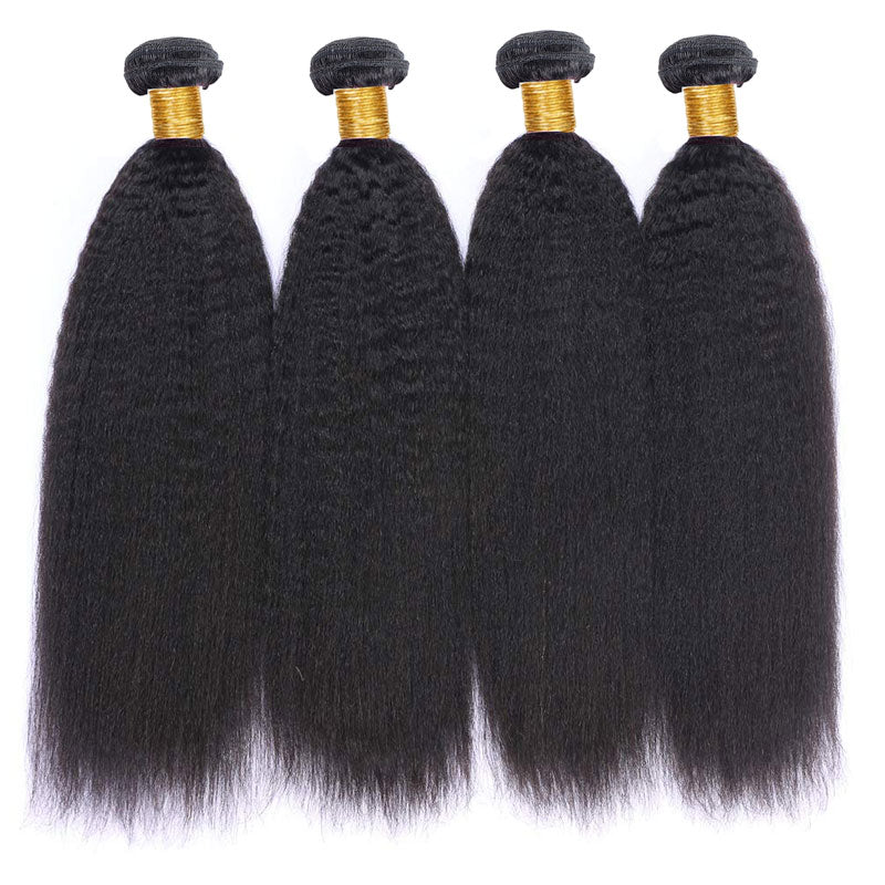Geetahair Kinky Straight Hair 4 Bundles With 4x4 Lace Closure Human Hair Extensions - Image 4
