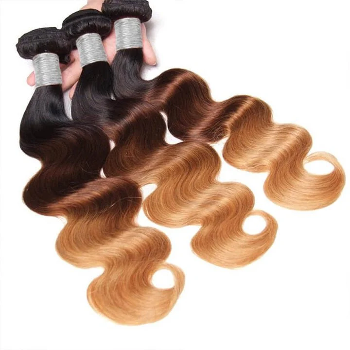 GeetaHair Ombre Blonde Body Wave Human Hair 3 Bundles With 4x4 Lace Closure 100% Human Hair Extension Weaves - Image 4